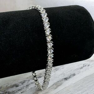Epiphany Platinum Clad Diamonique Tennis Bracelet 8” CZ Sterling Silver .925